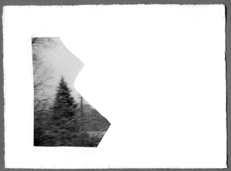 First attempt at a Polaroid Emulsion Lift, the emulsion ripped and this was the only part of the image i could get onto the transfer paper.